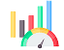 Bar chart icon with speedometer