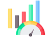 Bar chart icon with speedometer